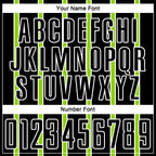 Custom Black Neon Green-White Stripe Line Sublimation Soccer Uniform Jersey