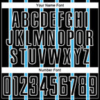 Custom Black Sky Blue-White Stripe Line Sublimation Soccer Uniform Jersey