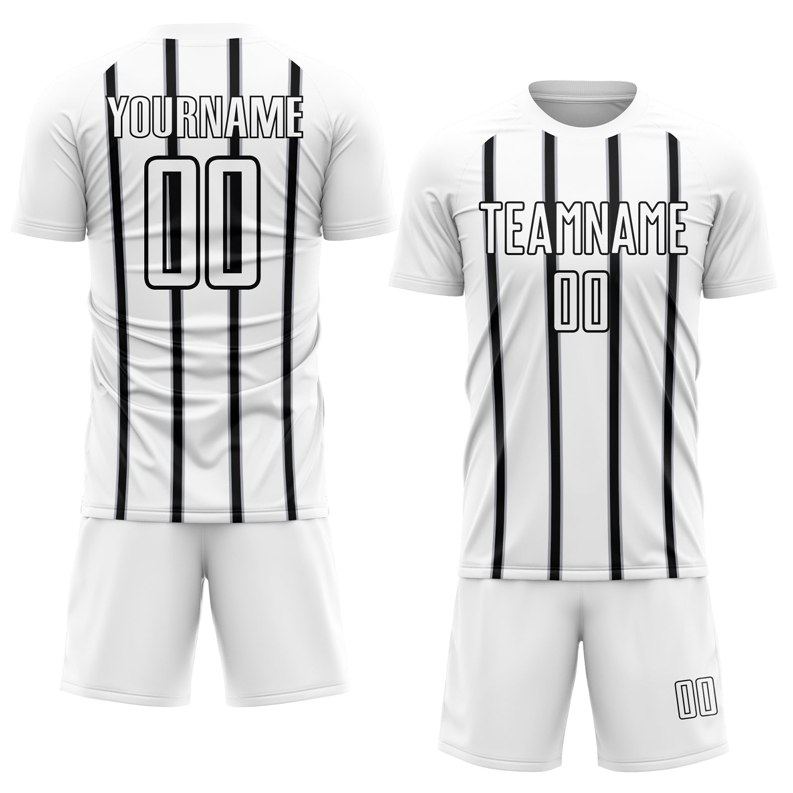 Custom White Black-Gray Stripe Line Sublimation Soccer Uniform Jersey