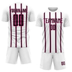 Custom White Black-Pink Stripe Line Sublimation Soccer Uniform Jersey