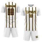 Custom White Black-Gold Stripe Line Sublimation Soccer Uniform Jersey