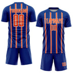 Custom Royal Orange-White Stripe Line Sublimation Soccer Uniform Jersey