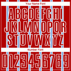 Custom Red Light Blue-White Stripe Line Sublimation Soccer Uniform Jersey