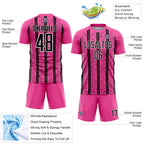 Custom Pink Black-White Stripe Line Sublimation Soccer Uniform Jersey