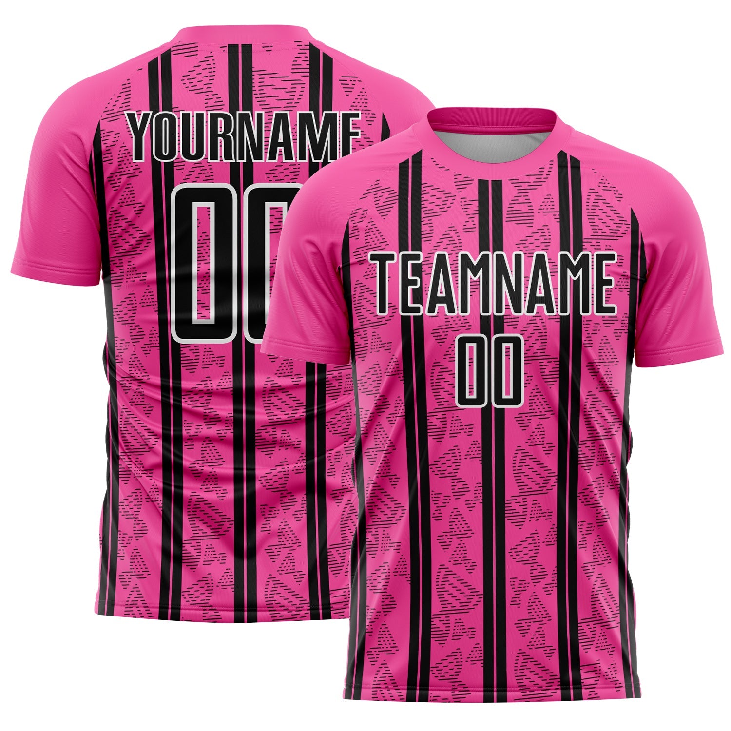 Custom Pink Black-White Stripe Line Sublimation Soccer Uniform Jersey