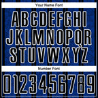 Custom Royal Black-White Stripe Line Sublimation Soccer Uniform Jersey