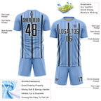 Custom Light Blue Black-White Stripe Sublimation Soccer Uniform Jersey