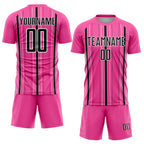Custom Pink Black-White Stripe Sublimation Soccer Uniform Jersey