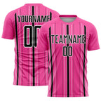 Custom Pink Black-White Stripe Sublimation Soccer Uniform Jersey