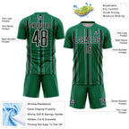 Custom Kelly Green Black-White Stripe Sublimation Soccer Uniform Jersey