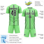 Custom Pea Green Black-White Stripe Sublimation Soccer Uniform Jersey