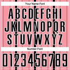 Custom Medium Pink Black-White Stripe Sublimation Soccer Uniform Jersey