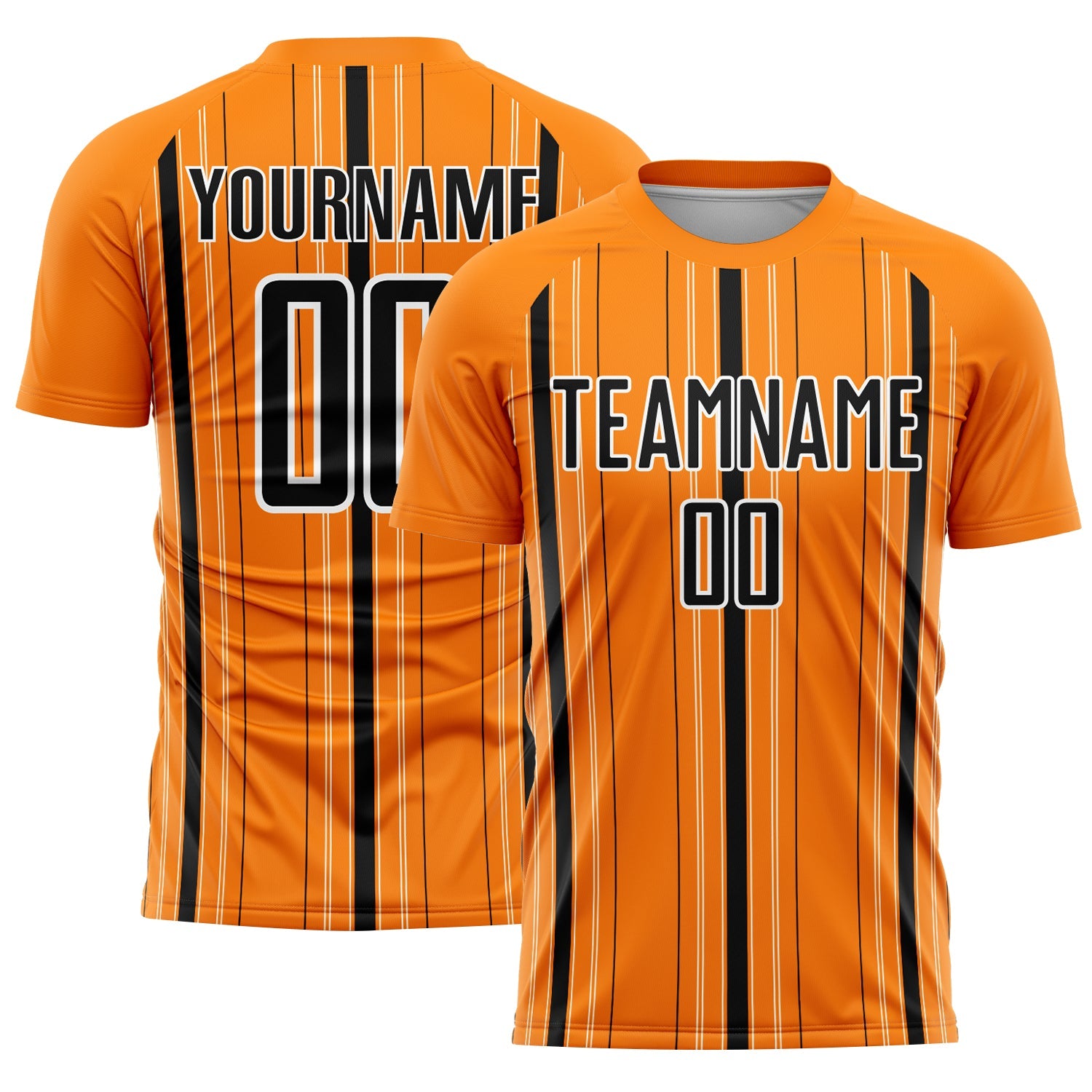 Custom Bay Orange Black-White Stripe Sublimation Soccer Uniform Jersey