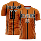 Custom Texas Orange Black-White Stripe Sublimation Soccer Uniform Jersey