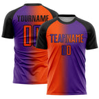 Custom Purple Orange-Black Sublimation Gradient Fashion Soccer Uniform Jersey