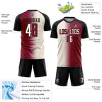 Custom Maroon Cream-Black Sublimation Gradient Fashion Soccer Uniform Jersey