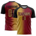 Custom Maroon Old Gold-Black Sublimation Gradient Fashion Soccer Uniform Jersey