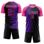 Custom Black Purple-Pink Sublimation Gradient Fashion Soccer Uniform Jersey