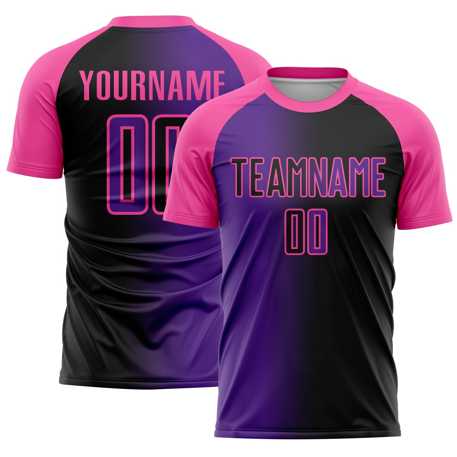 Custom Black Purple-Pink Sublimation Gradient Fashion Soccer Uniform Jersey