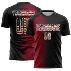 Custom Black Vintage USA Flag Crimson-Cream Sublimation Gradient Fashion Soccer Uniform Jersey