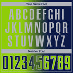 Custom Navy Neon Green-Gray Sublimation Gradient Fashion Soccer Uniform Jersey