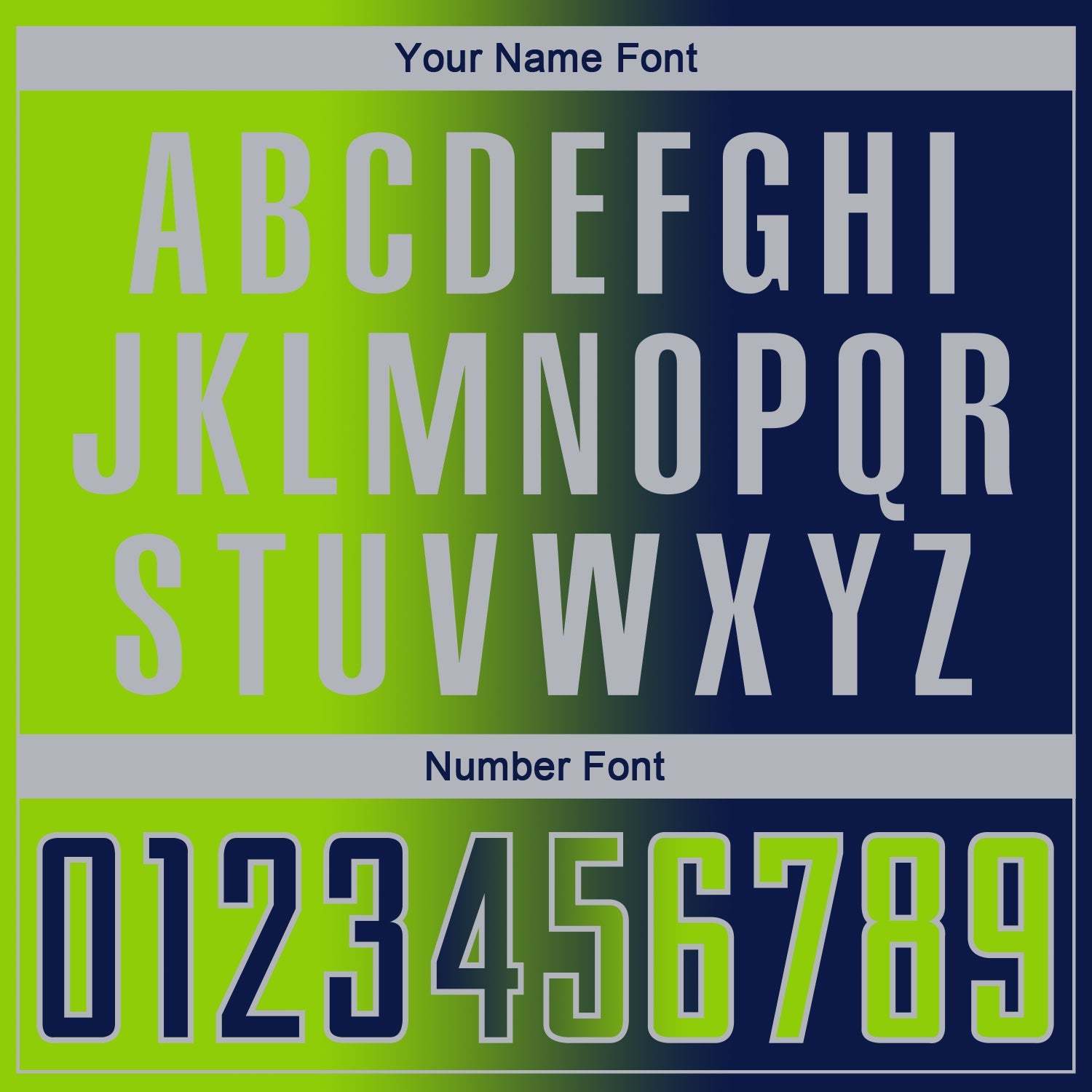 Custom Navy Neon Green-Gray Sublimation Gradient Fashion Soccer Uniform Jersey