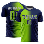 Custom Navy Neon Green-Gray Sublimation Gradient Fashion Soccer Uniform Jersey