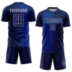 Custom Navy Royal-Gray Sublimation Gradient Fashion Soccer Uniform Jersey