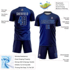 Custom Navy Royal-Gray Sublimation Gradient Fashion Soccer Uniform Jersey