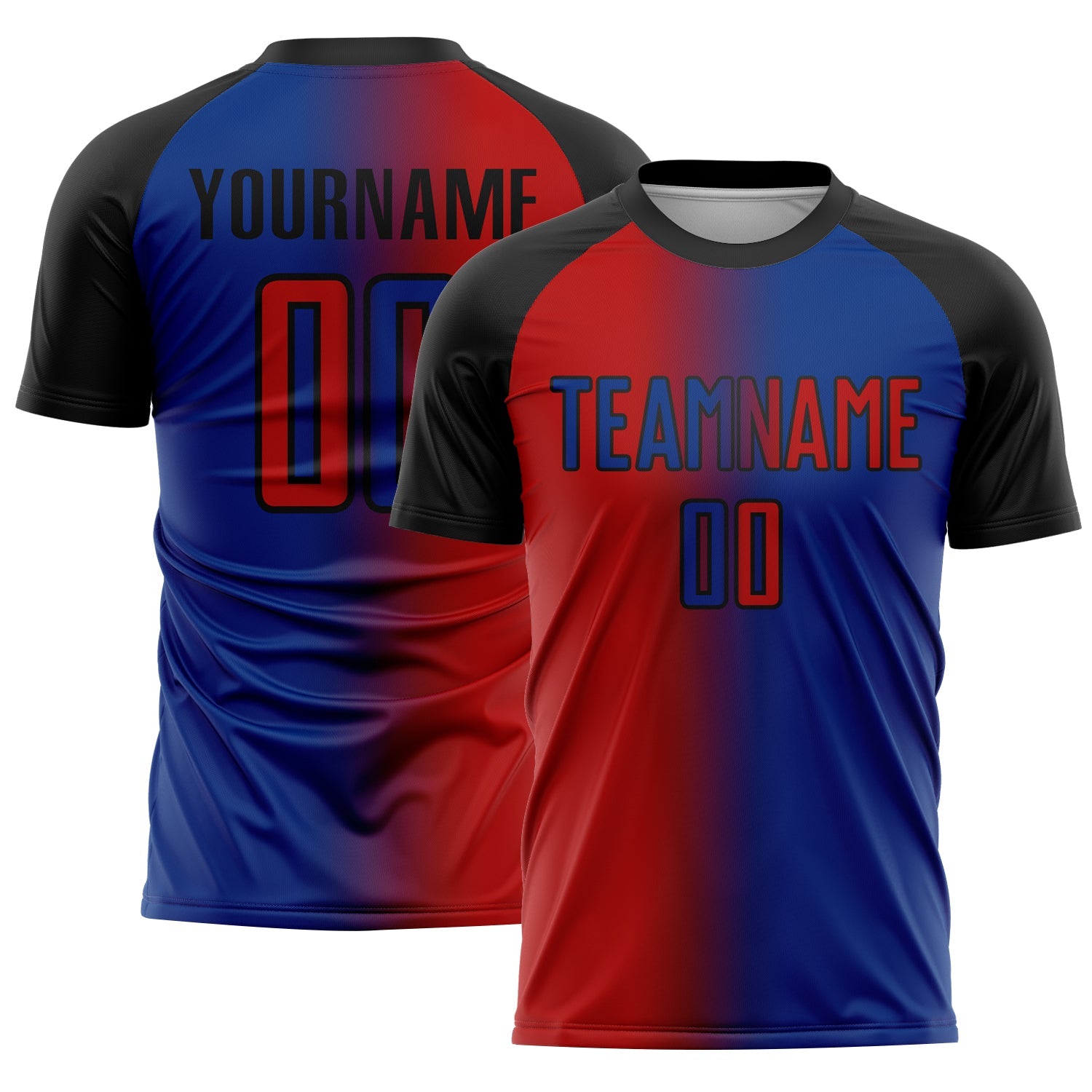 Custom Royal Red-Black Sublimation Gradient Fashion Soccer Uniform Jersey