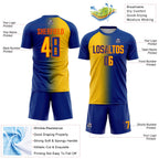 Custom Royal Yellow-Orange Sublimation Gradient Fashion Soccer Uniform Jersey