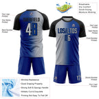 Custom Royal Gray-Black Sublimation Gradient Fashion Soccer Uniform Jersey