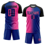 Custom Royal Pink-Black Sublimation Gradient Fashion Soccer Uniform Jersey