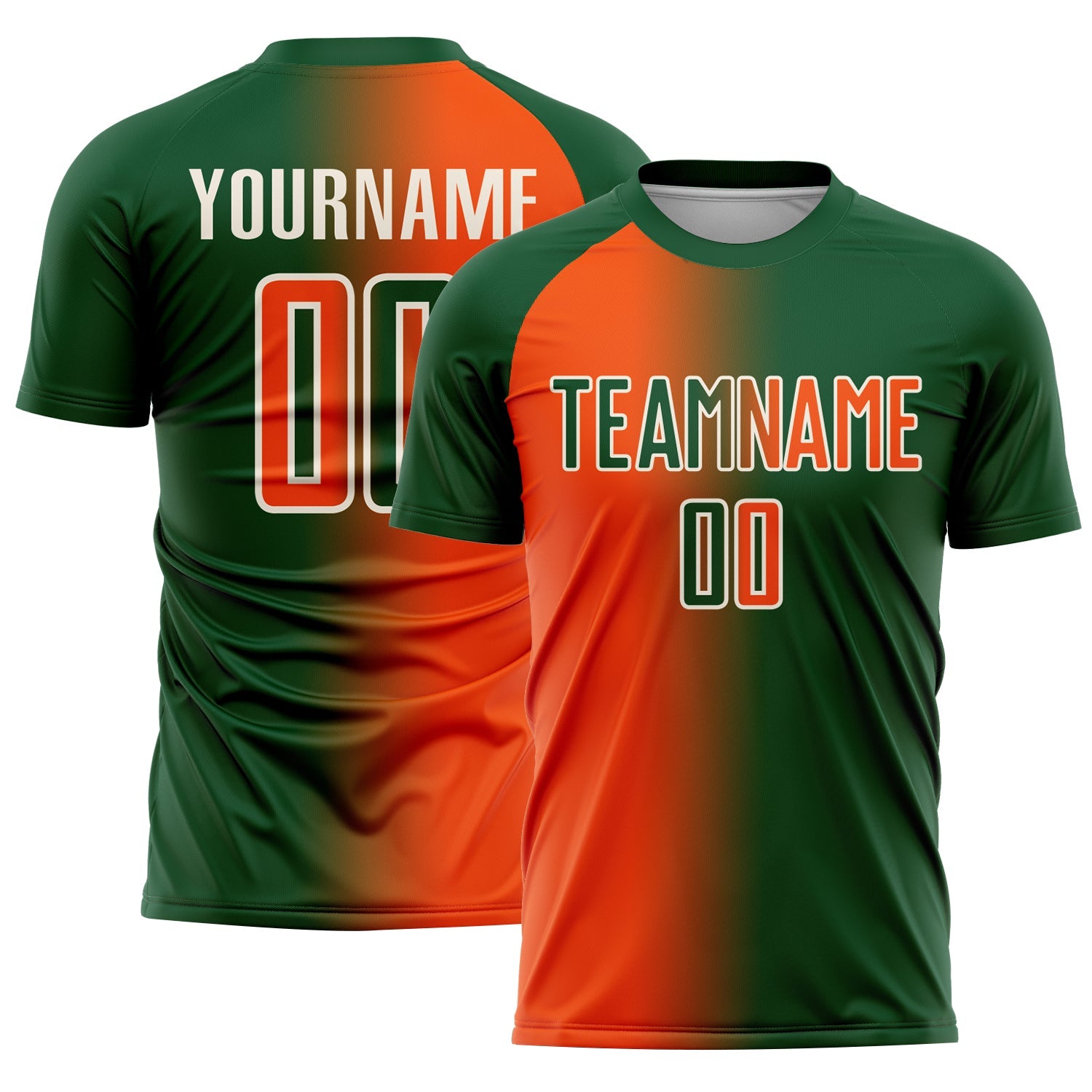Custom Green Orange-Cream Sublimation Gradient Fashion Soccer Uniform Jersey