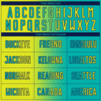 Custom Aqua Neon Yellow-Navy Sublimation Gradient Fashion Soccer Uniform Jersey