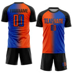Custom Thunder Blue Orange-Black Sublimation Gradient Fashion Soccer Uniform Jersey