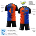 Custom Thunder Blue Orange-Black Sublimation Gradient Fashion Soccer Uniform Jersey