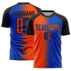 Custom Thunder Blue Orange-Black Sublimation Gradient Fashion Soccer Uniform Jersey