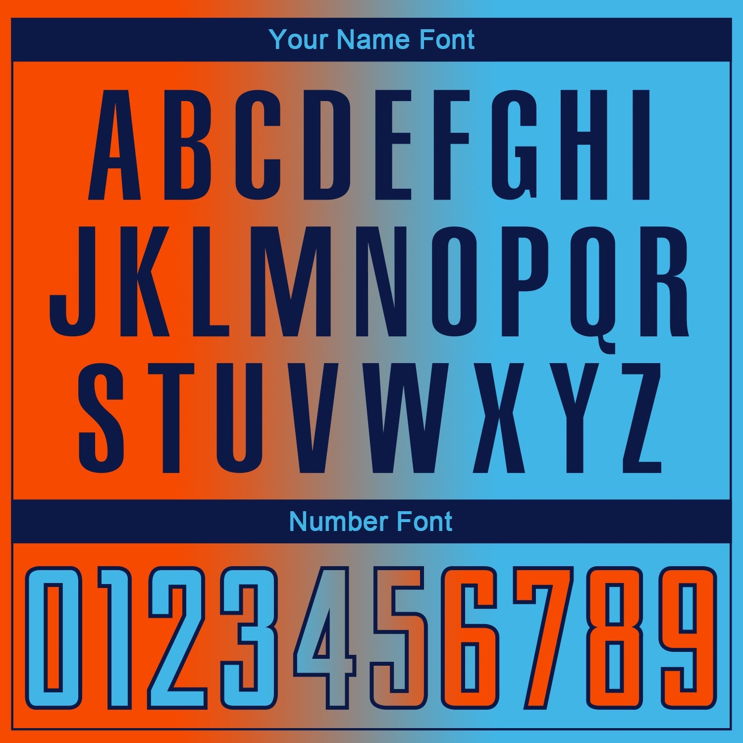 Custom Sky Blue Orange-Navy Sublimation Gradient Fashion Soccer Uniform Jersey