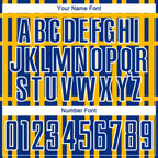 Custom Royal Gold-White Stripe Line Sublimation Soccer Uniform Jersey