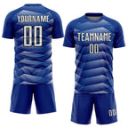 Custom Royal White-Black Stripe Line Sublimation Soccer Uniform Jersey