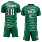 Custom Kelly Green White-Black Stripe Line Sublimation Soccer Uniform Jersey