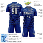 Custom Royal White-Black Stripe Line Sublimation Soccer Uniform Jersey