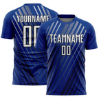 Custom Royal White-Black Stripe Line Sublimation Soccer Uniform Jersey