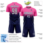 Custom Pink White-Navy Gradient Dripping Splatter Art Sublimation Soccer Uniform Jersey