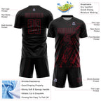 Custom Black Crimson Splash Sublimation Soccer Uniform Jersey