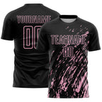 Custom Black Light Pink Splash Sublimation Soccer Uniform Jersey