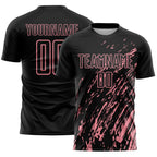Custom Black Medium Pink Splash Sublimation Soccer Uniform Jersey