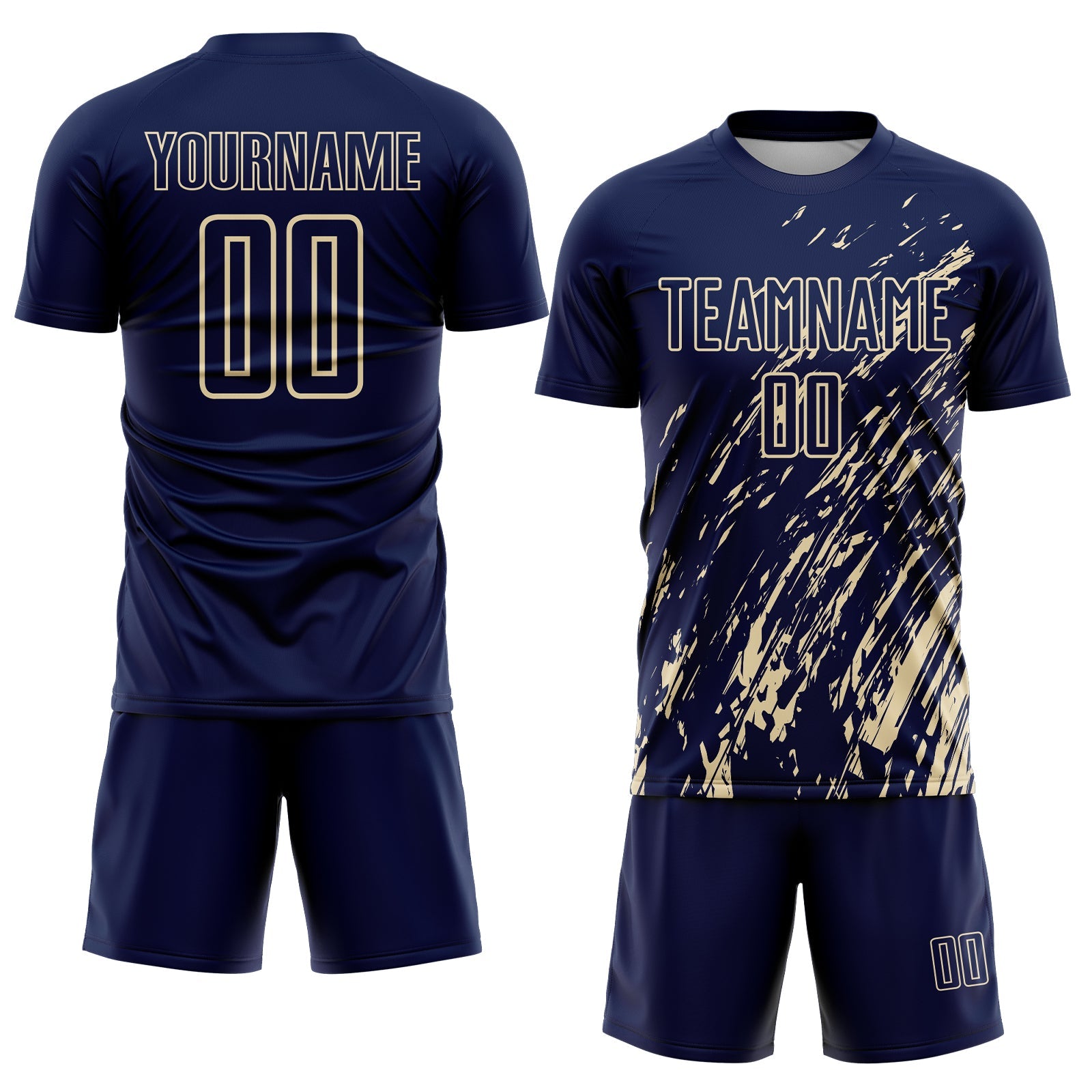 Custom Navy Cream Splash Sublimation Soccer Uniform Jersey
