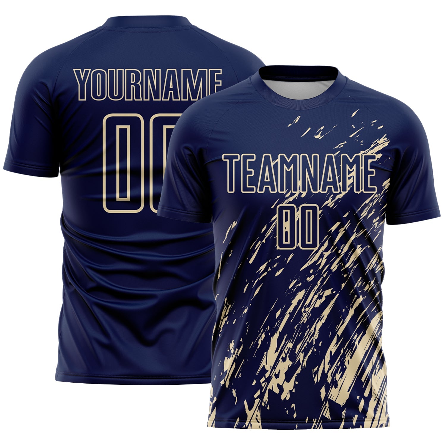 Custom Navy Cream Splash Sublimation Soccer Uniform Jersey